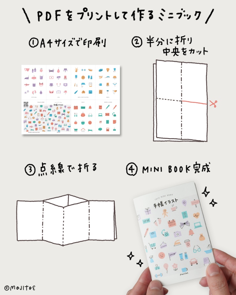 【PDF】手帳イラスト 72点 アイデアミニブック