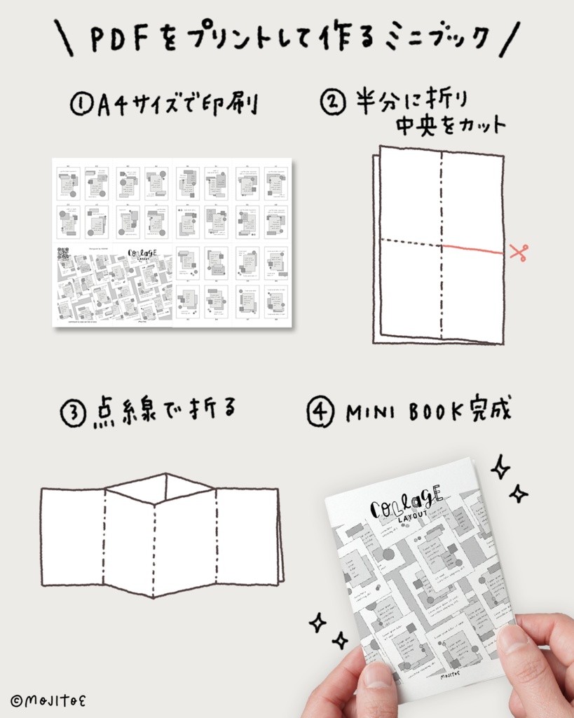 【PDF】24種のコラージュレイアウト ミニブック