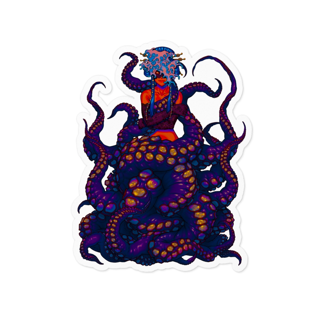 蛸女A（サイケデリック）ステッカー10cm