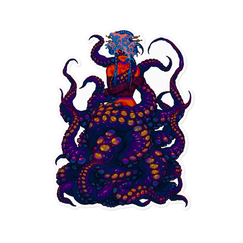蛸女A（サイケデリック）ステッカー16cm
