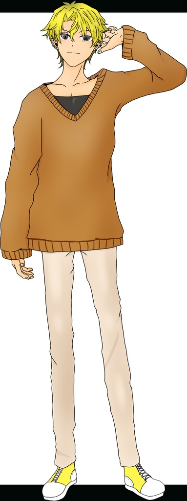 フリー立ち絵素材_大学生風青年