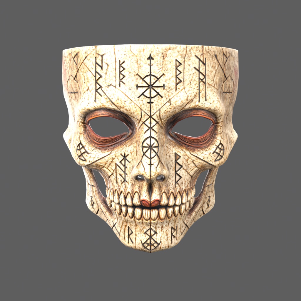 Runeskull VR – carved bone skull mask【VRChat / PC & Quest / MA】