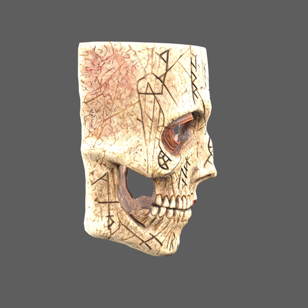 Runeskull VR – carved bone skull mask【VRChat / PC & Quest / MA】