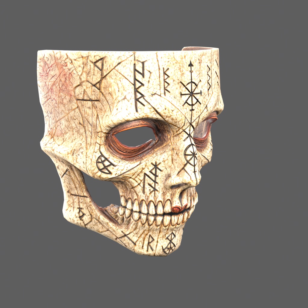 Runeskull VR – carved bone skull mask【VRChat / PC & Quest / MA】