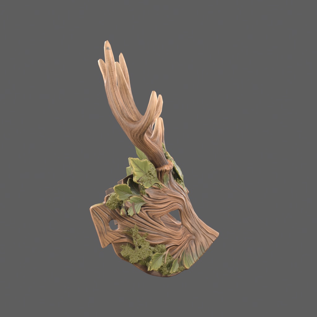 Hartwood Stag VR – antlered forest spirit half mask【VRChat / PC & Quest / MA】
