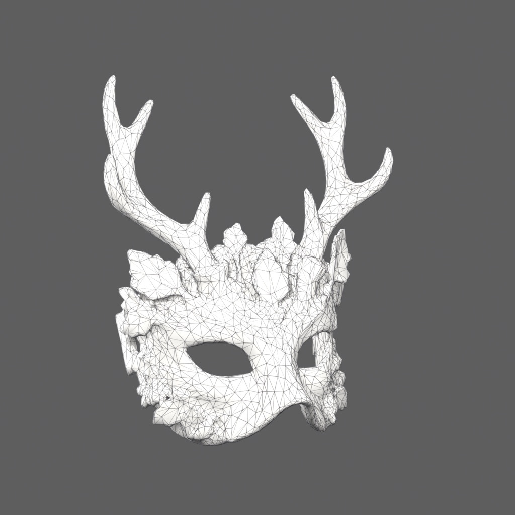 Hartwood Stag VR – antlered forest spirit half mask【VRChat / PC & Quest / MA】