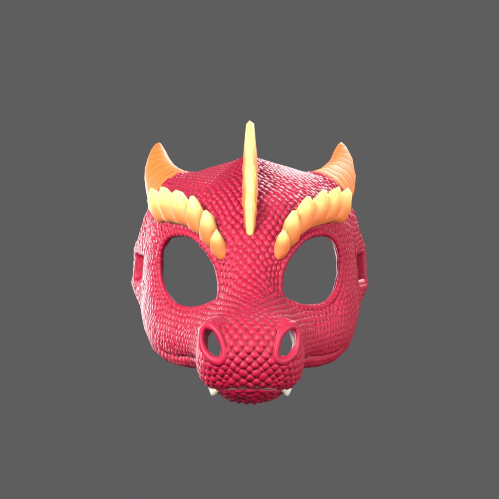 Baby Red Dragon VR – little red dragon half mask【VRChat / PC & Quest / MA】