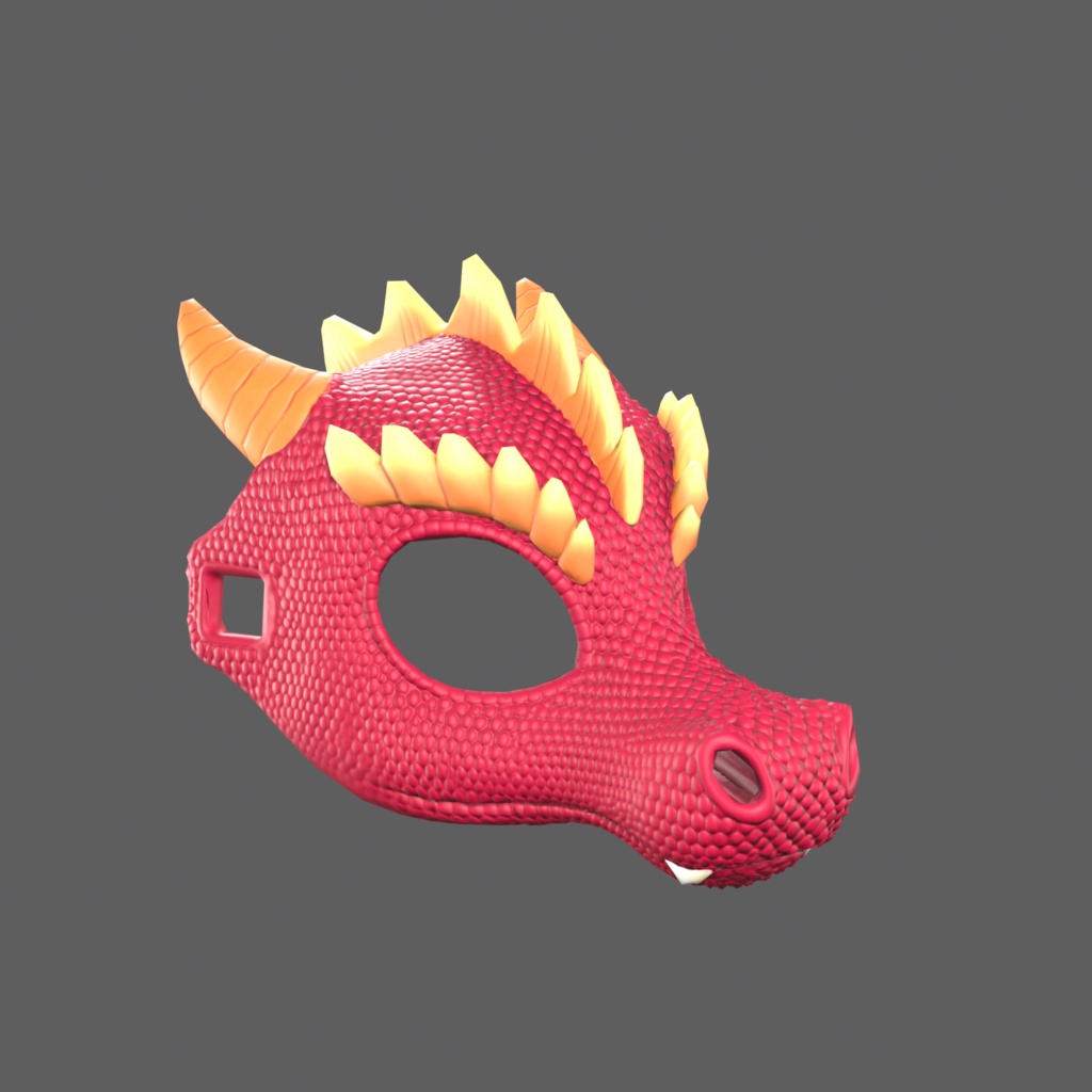 Baby Red Dragon VR – little red dragon half mask【VRChat / PC & Quest / MA】