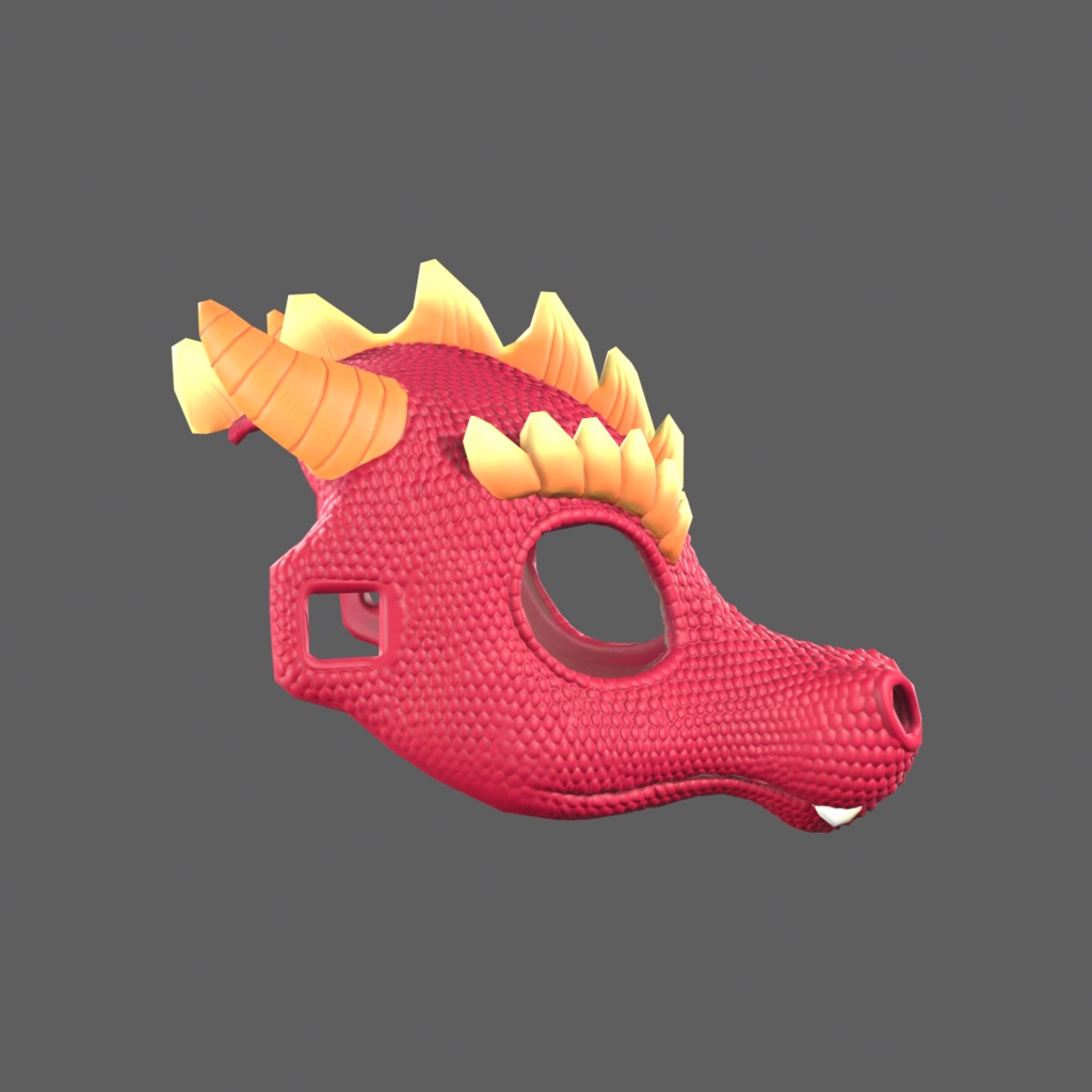 Baby Red Dragon VR – little red dragon half mask【VRChat / PC & Quest / MA】