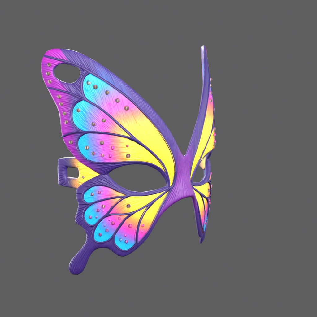 Miss Butterfly VR – purple and gold butterfly eye mask【VRChat / PC & Quest / MA】
