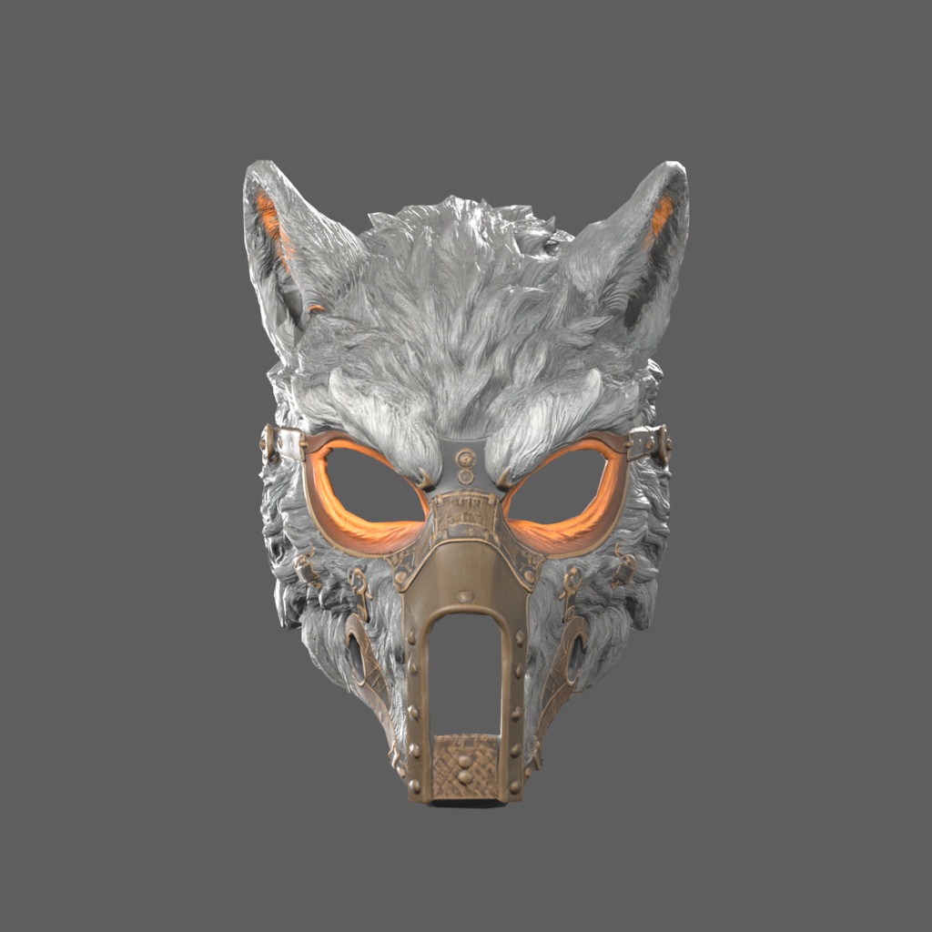 Steampunk Werewolf VR – steampunk werewolf mask with brass muzzle【VRChat / PC & Quest / MA】