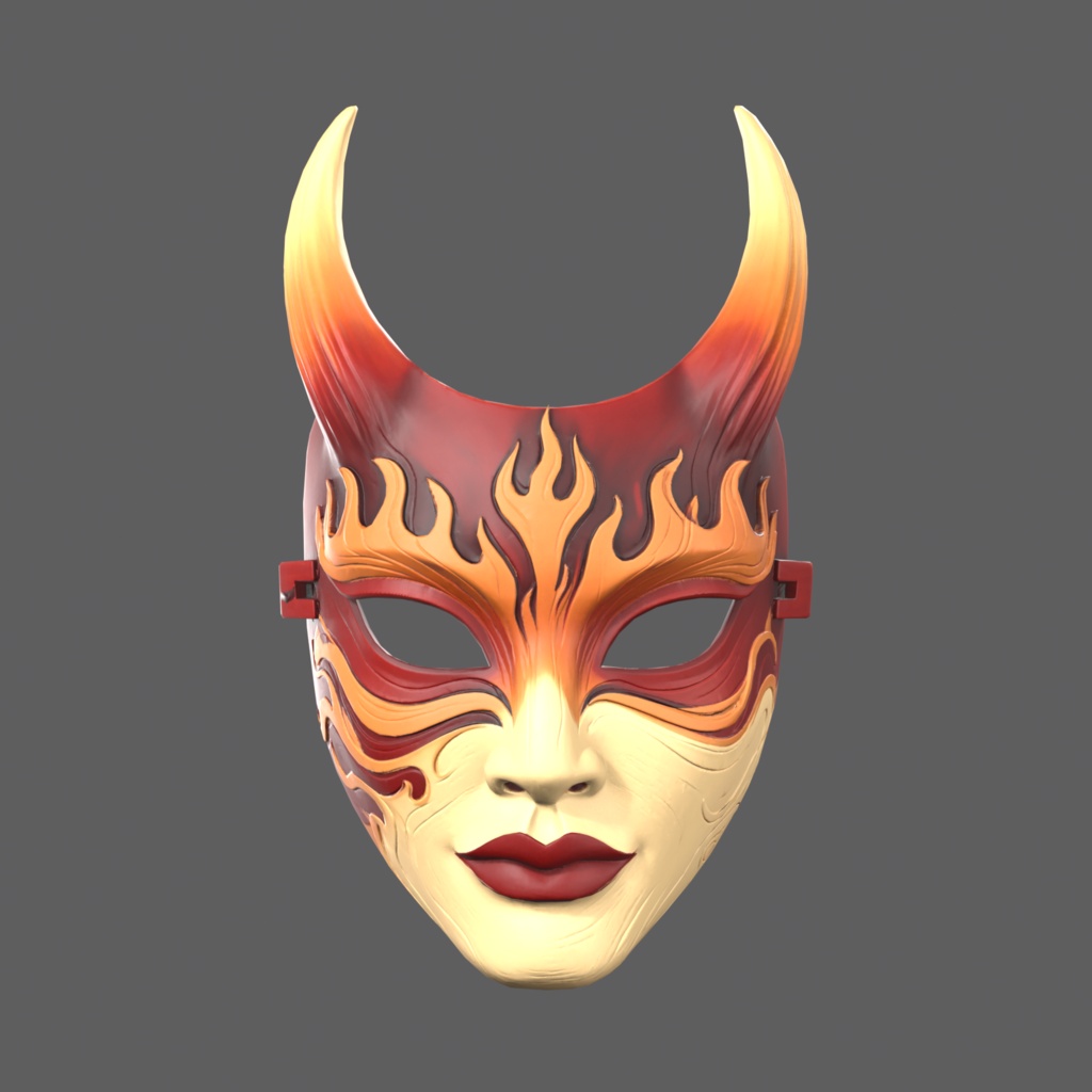 Fire Oni VR – flame-horned oni mask【VRChat / PC & Quest / MA】