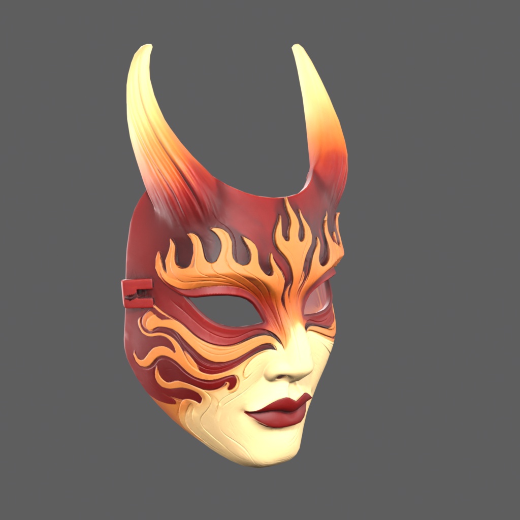 Fire Oni VR – flame-horned oni mask【VRChat / PC & Quest / MA】