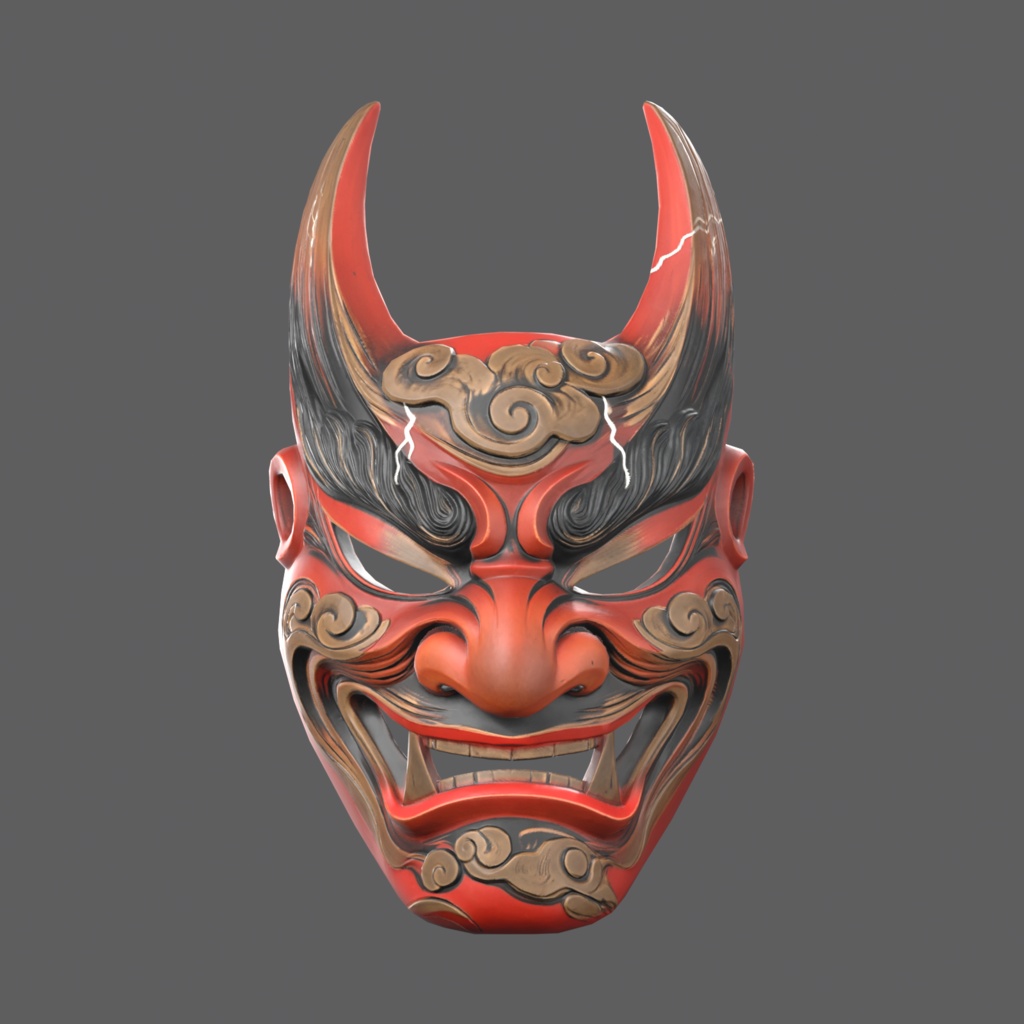 Thunder Oni VR – storm oni mask【VRChat / PC & Quest / MA】