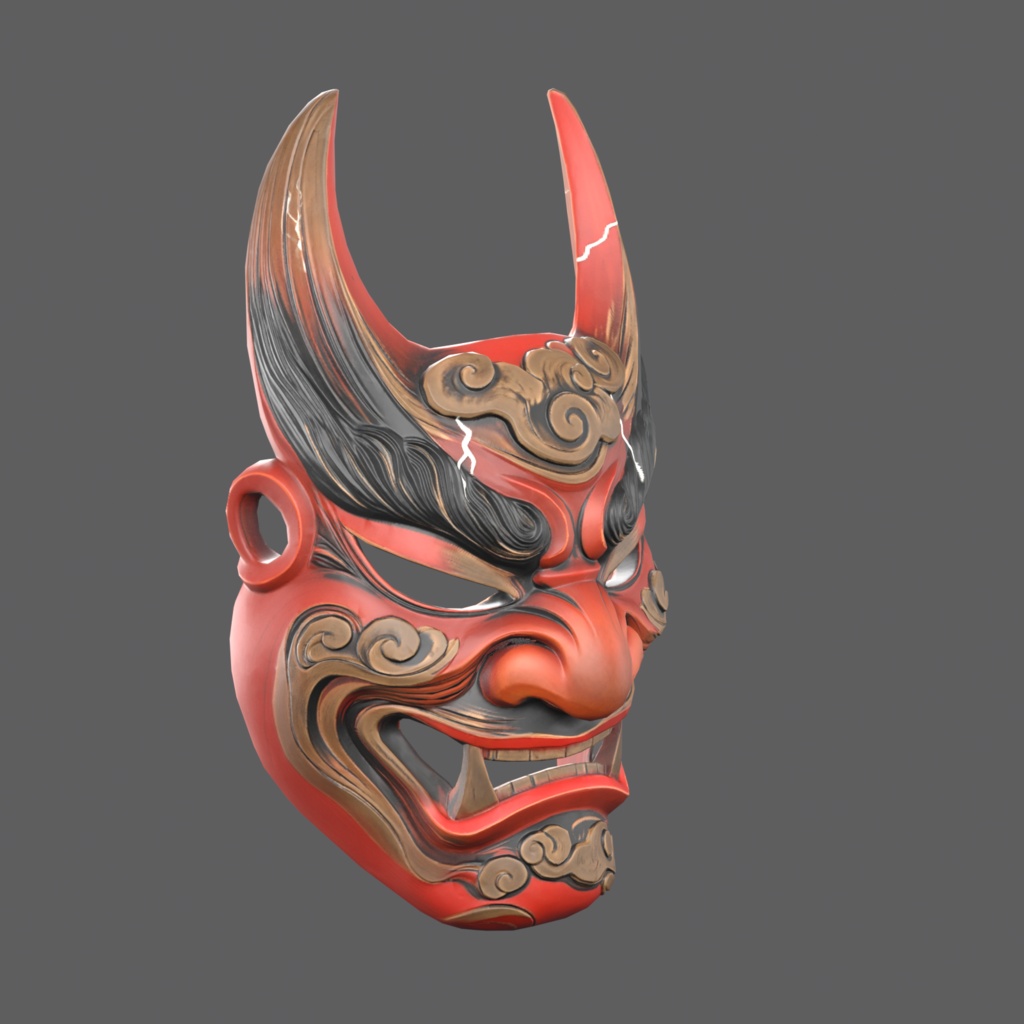 Thunder Oni VR – storm oni mask【VRChat / PC & Quest / MA】
