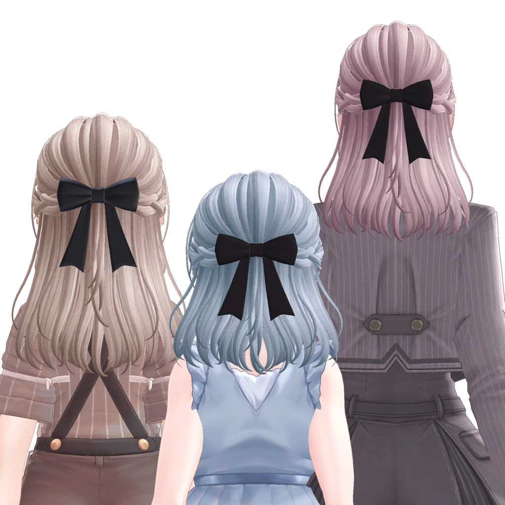 ハーフアップヘア HalfupHair【3アバター対応/VRC Hair】
