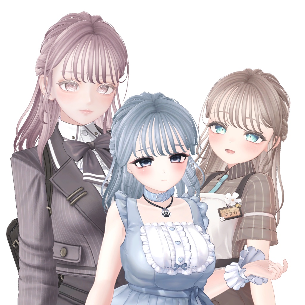 ハーフアップヘア HalfupHair【3アバター対応/VRC Hair】