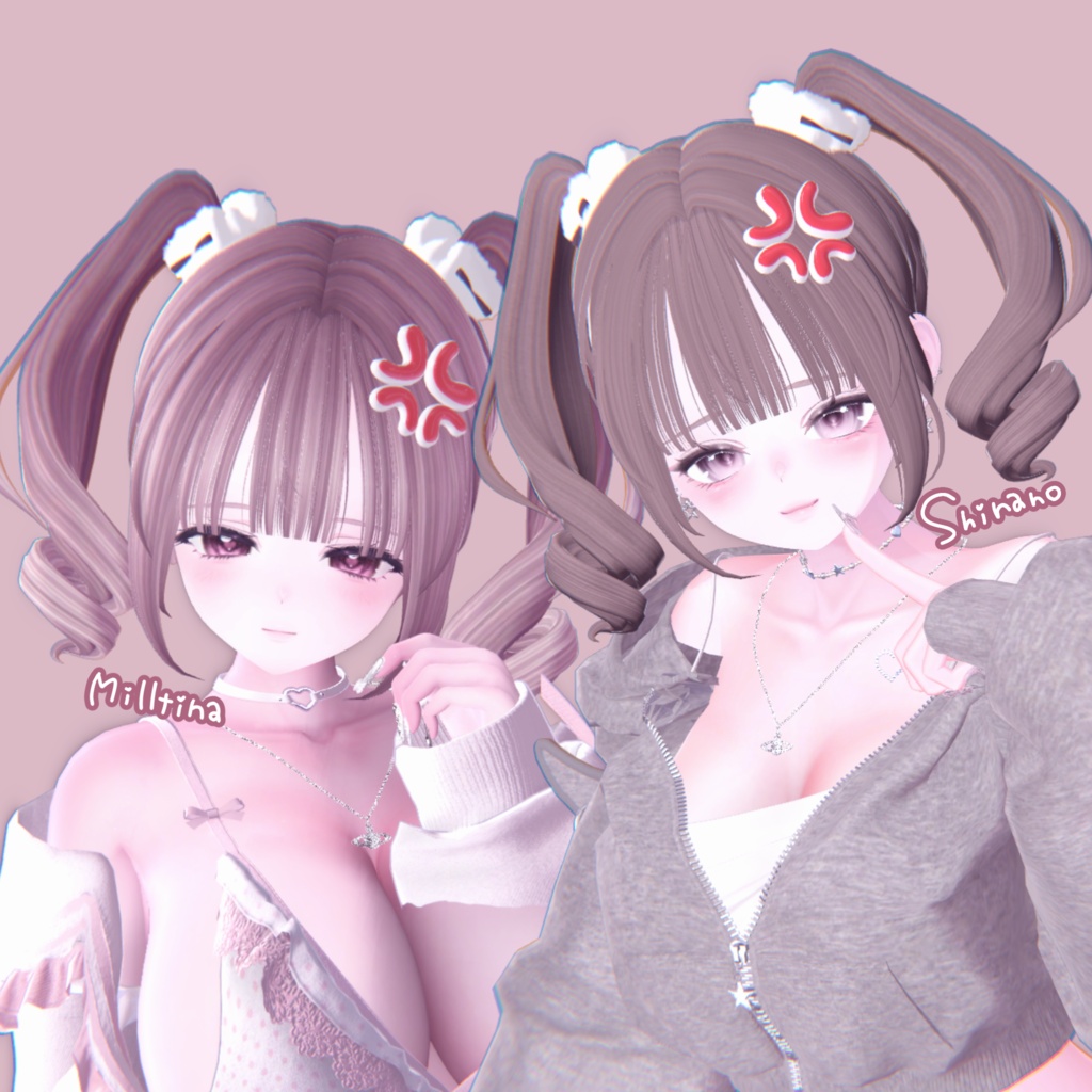 ツインテール Twintails【7アバター対応/VRC Hair】