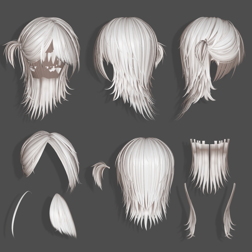 ハーフサイドテール HalfSideTail【9アバター対応/VRC Hair】
