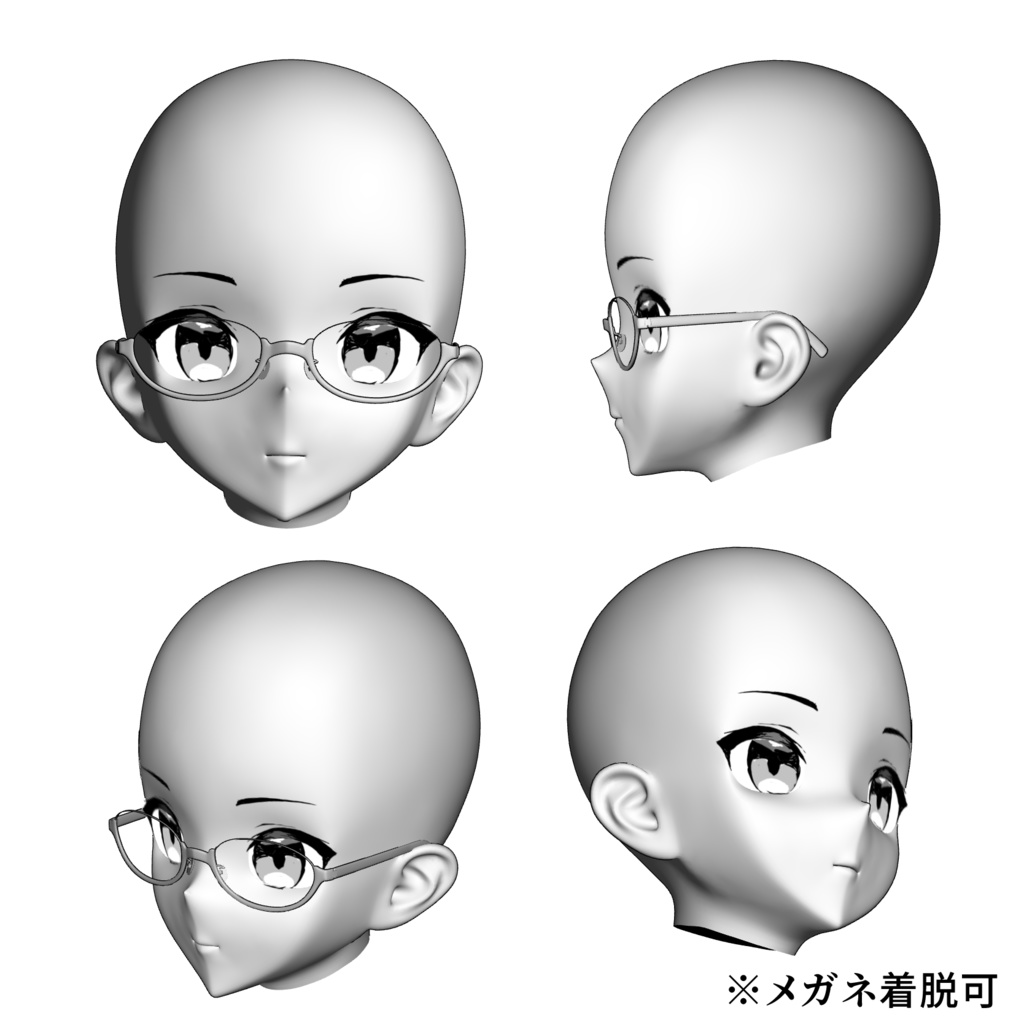 眼鏡付き　顔３Dモデル　Clip Studio用