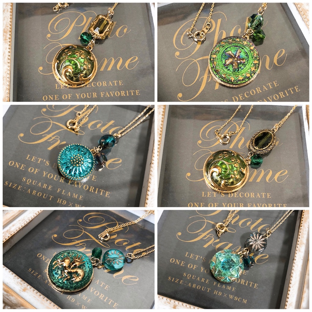 チェコガラスボタンネックレス【ランダム】