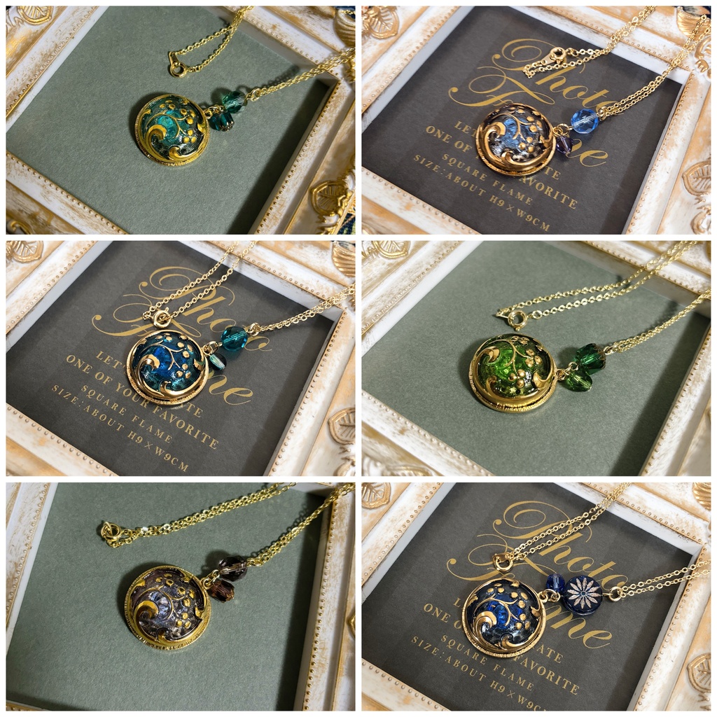 チェコガラスボタンネックレス【ランダム】