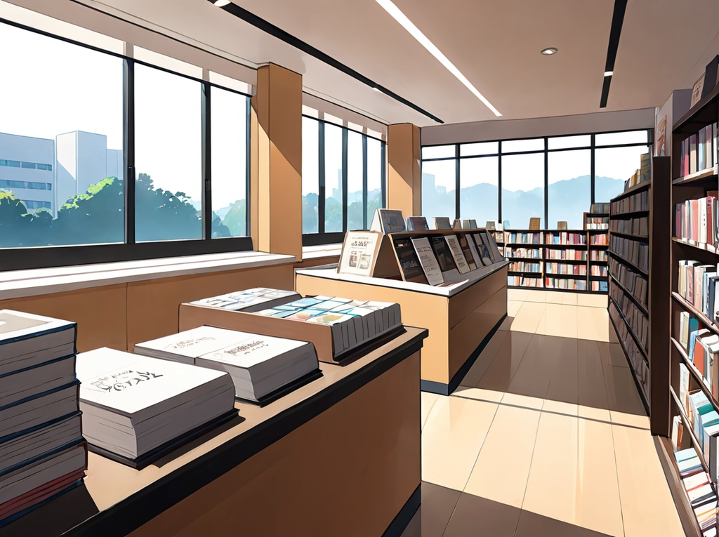 【AI背景07】本屋室内×4枚