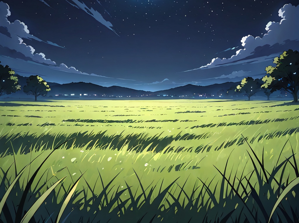 【AI背景13】草原夜×4枚