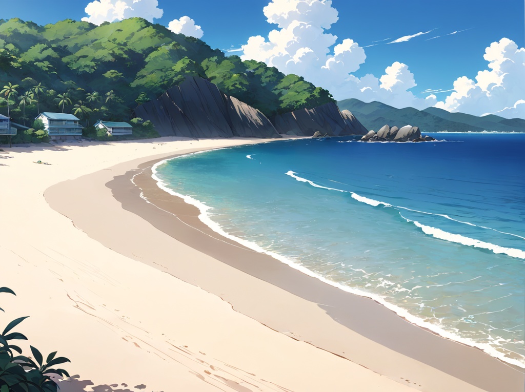 【AI背景17】ビーチ朝×6枚