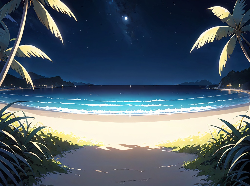 【AI背景18】ビーチ夜×6枚