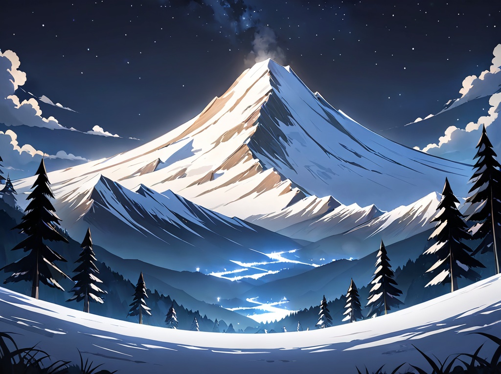 【AI背景27】雪山夜×6枚