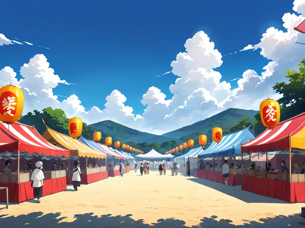 【AI背景32】お祭り朝×4枚