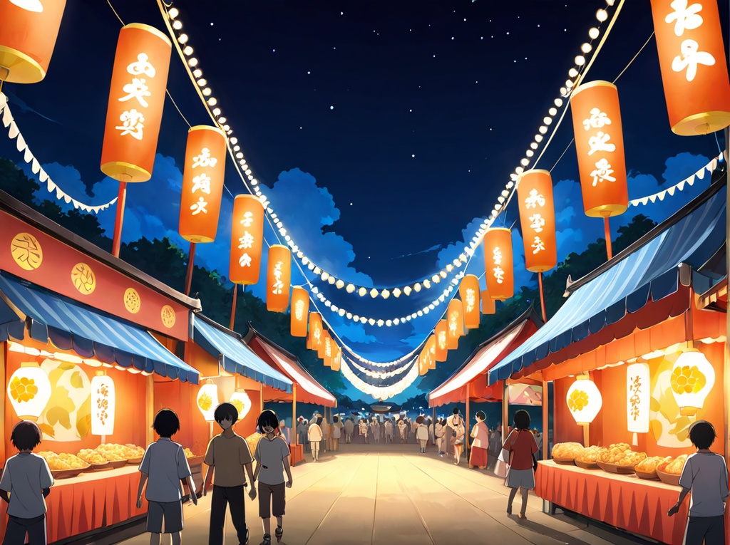 【AI背景33】お祭り夜×4枚