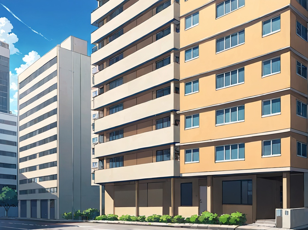 【AI背景42】マンション外見×4枚