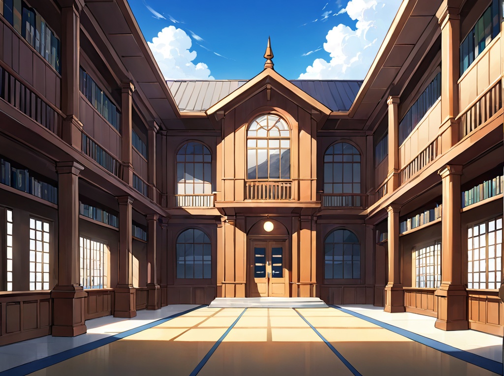 【AI背景54】図書館外見×5枚