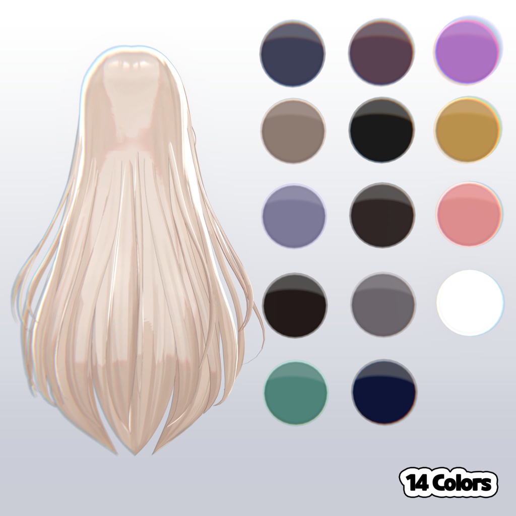 Long hair 【VRC Hair】【12アバター対応】
