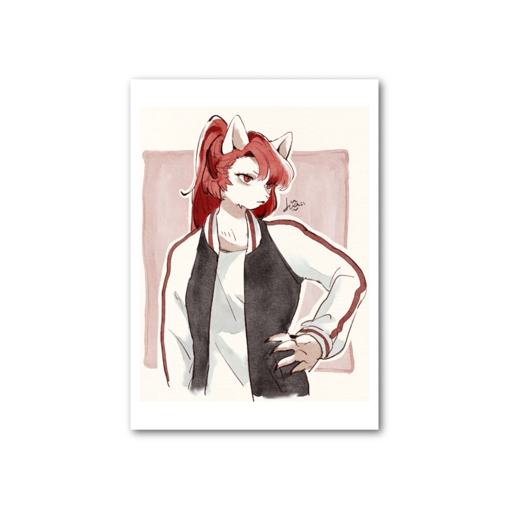 イラストカード【スカジャンねこ】