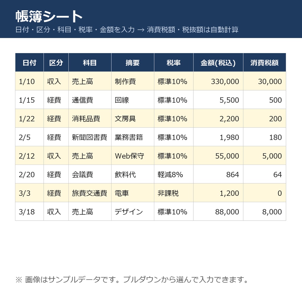 個人事業主のための帳簿・請求書・経費管理シート【インボイス対応・Excel/スプレッドシート】