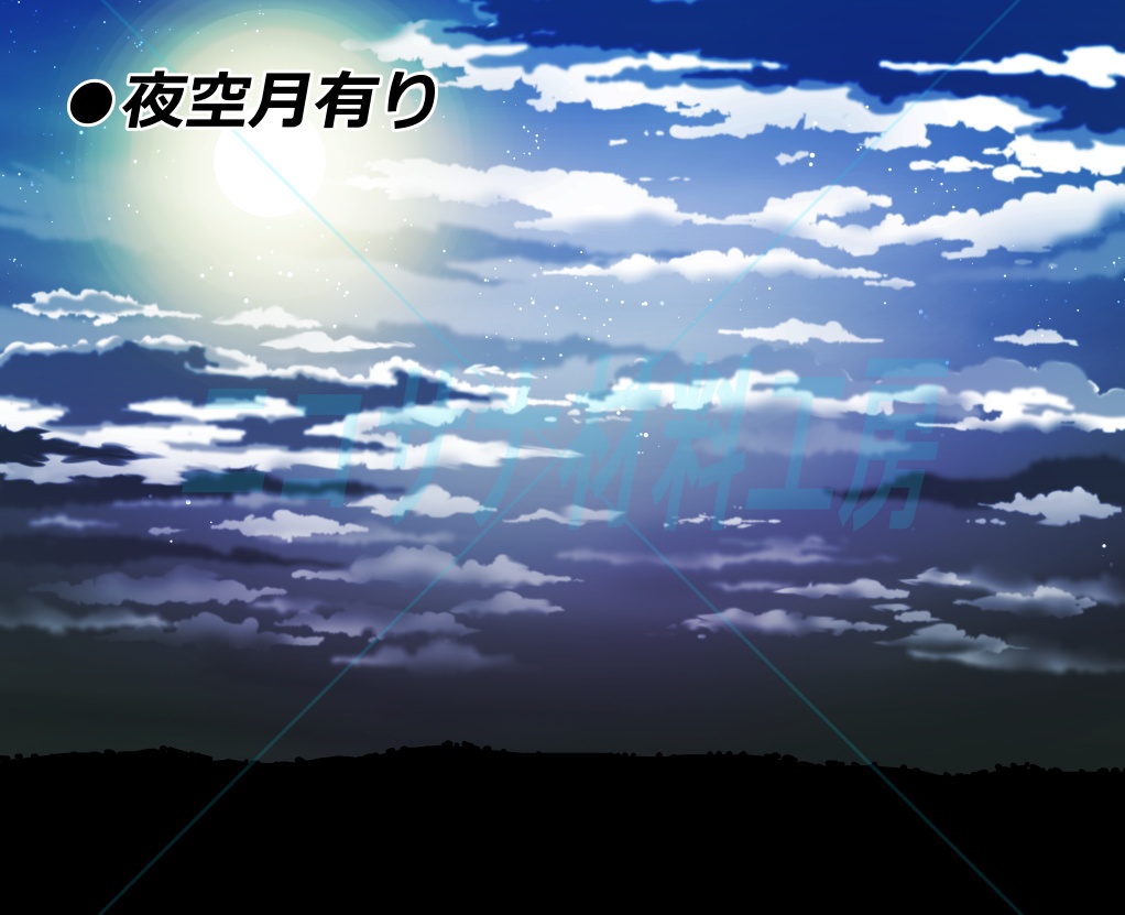 オーソドックスな夕日・夜空画像素材カラー&グレー単品