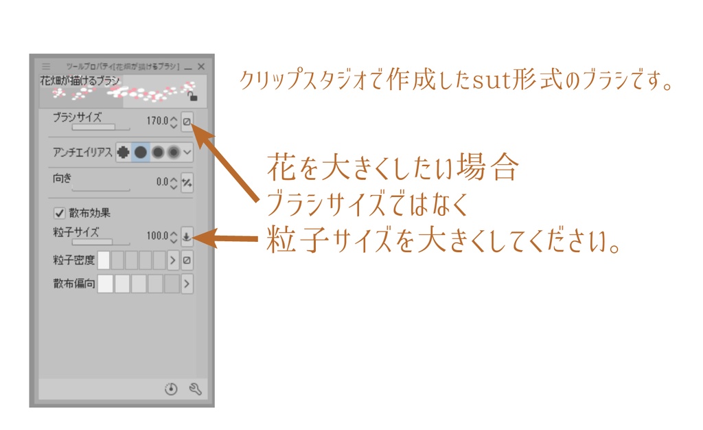 花畑が描けるブラシ&花畑画像素材