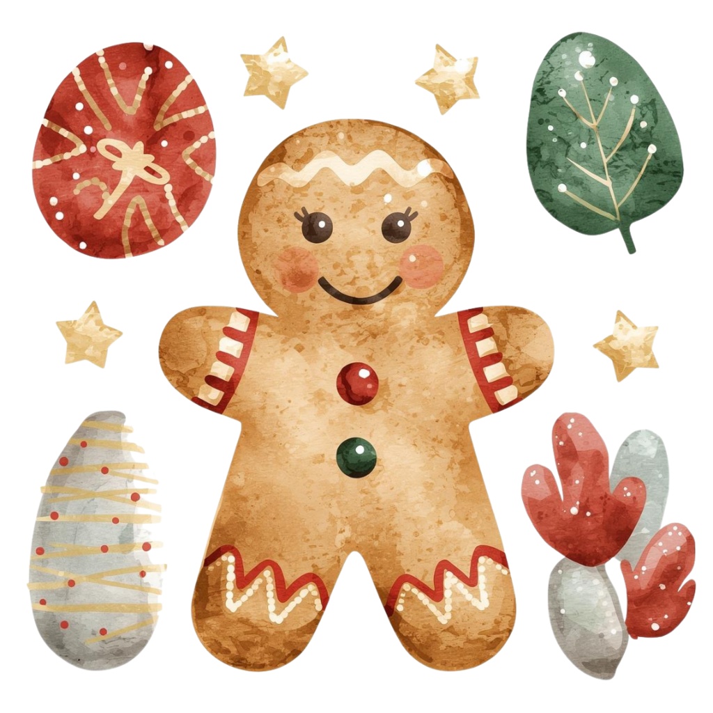 ほっこりクリスマスクリップアート 12種セット|サンタ&冬アイテム|PNG