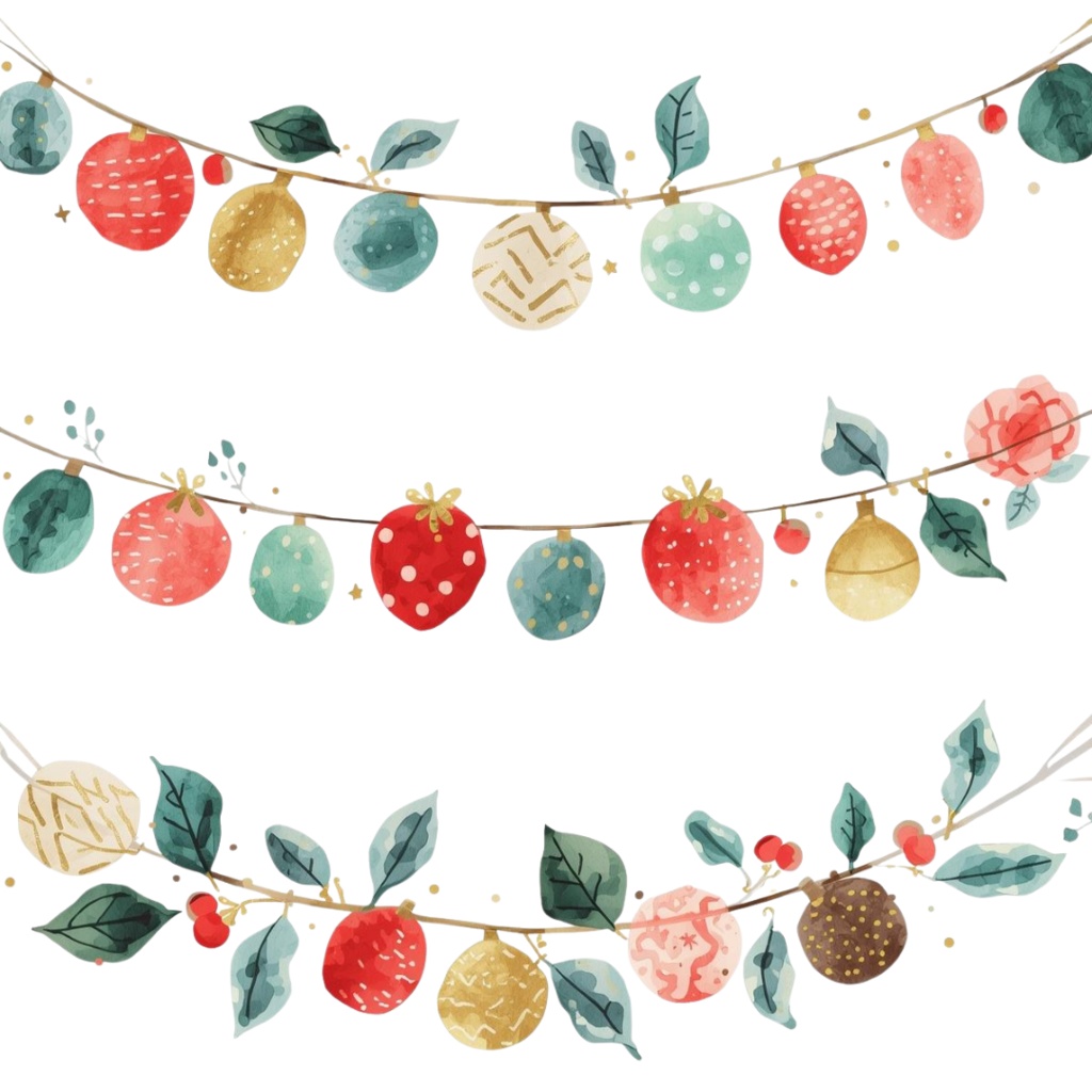 ほっこりクリスマスクリップアート 12種セット|サンタ&冬アイテム|PNG