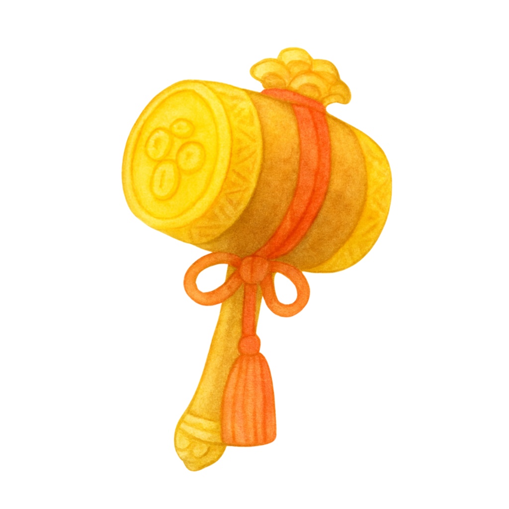 和風×かわいい水彩クリップアート13点|干支・縁起物のお正月イラスト素材セット(PNG背景透過)