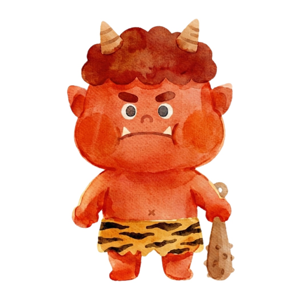 やさしい水彩タッチの節分クリップアート素材集 / 14PNG