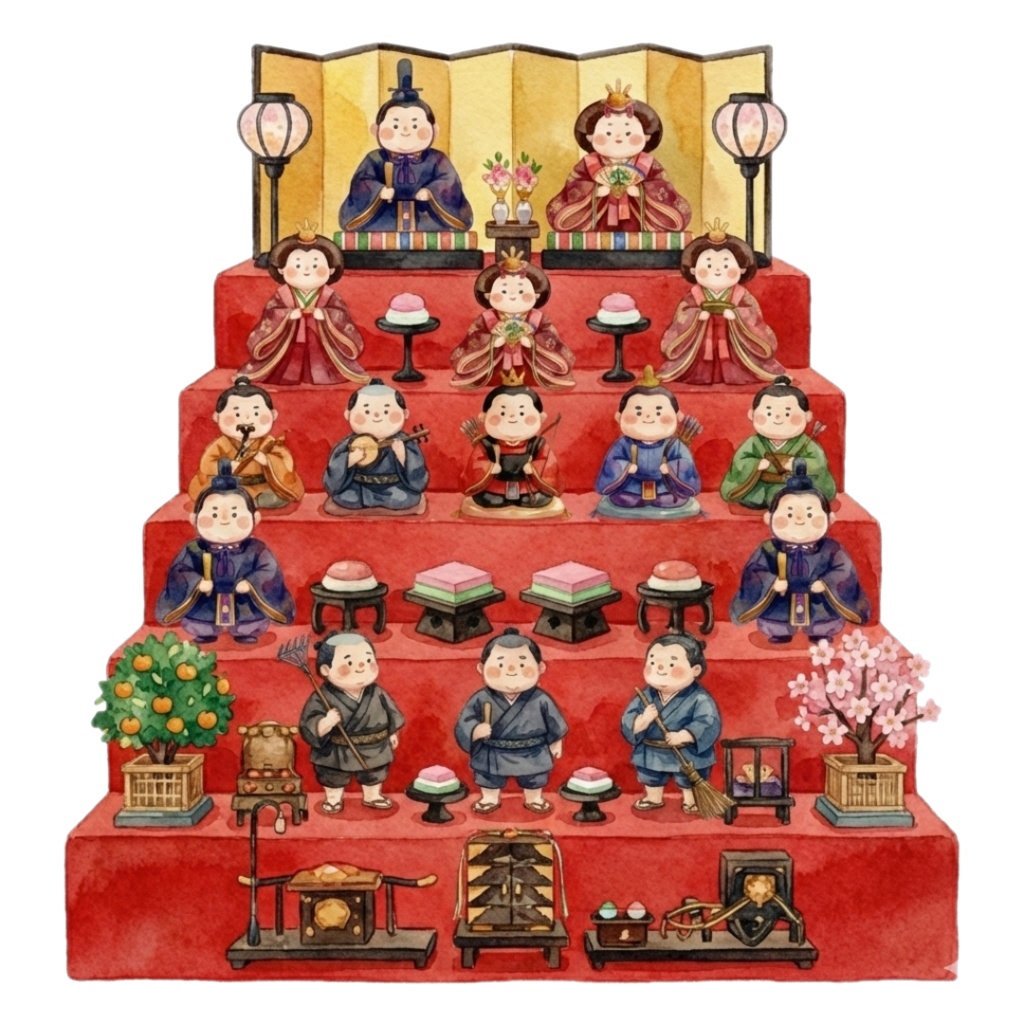 ふんわり可愛いひな祭り素材集。お雛様・縁起物クリップアートセット(透過PNG)