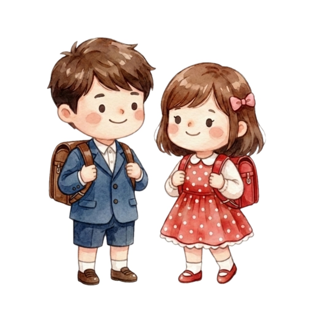 春のはじまり|入園・入学 水彩クリップアート〈透過PNG・12点〉