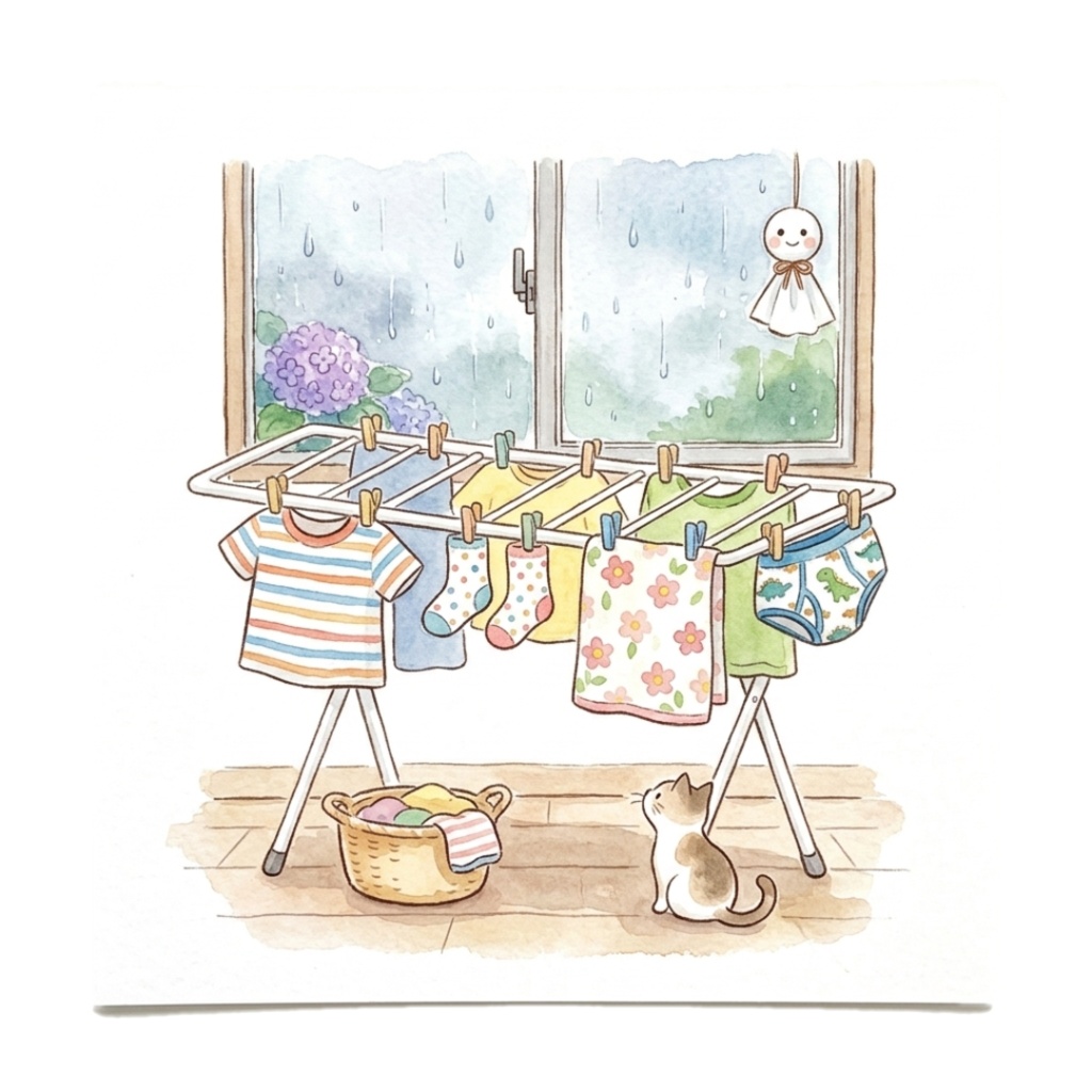 やさしい雨の物語 - 梅雨の水彩クリップアート集12点セット|PNG背景透過