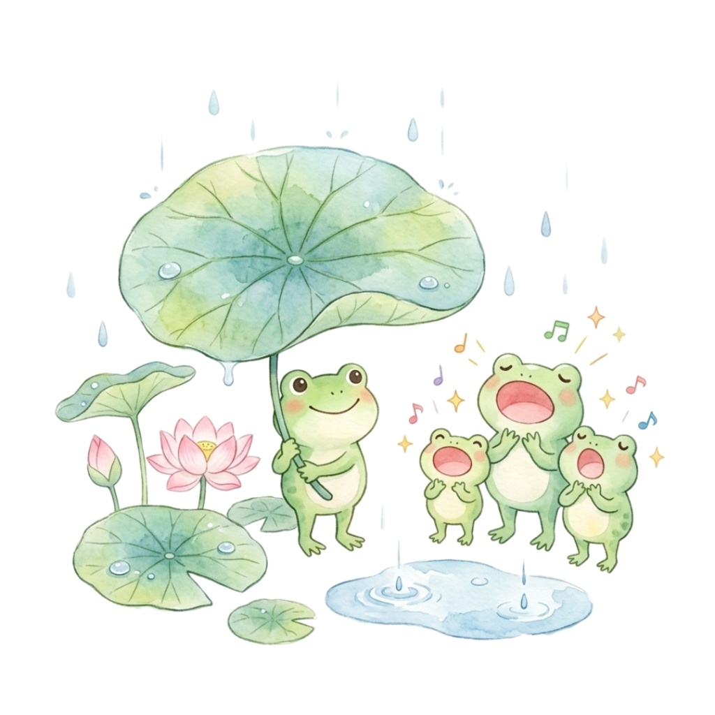 やさしい雨の物語 - 梅雨の水彩クリップアート集12点セット|PNG背景透過
