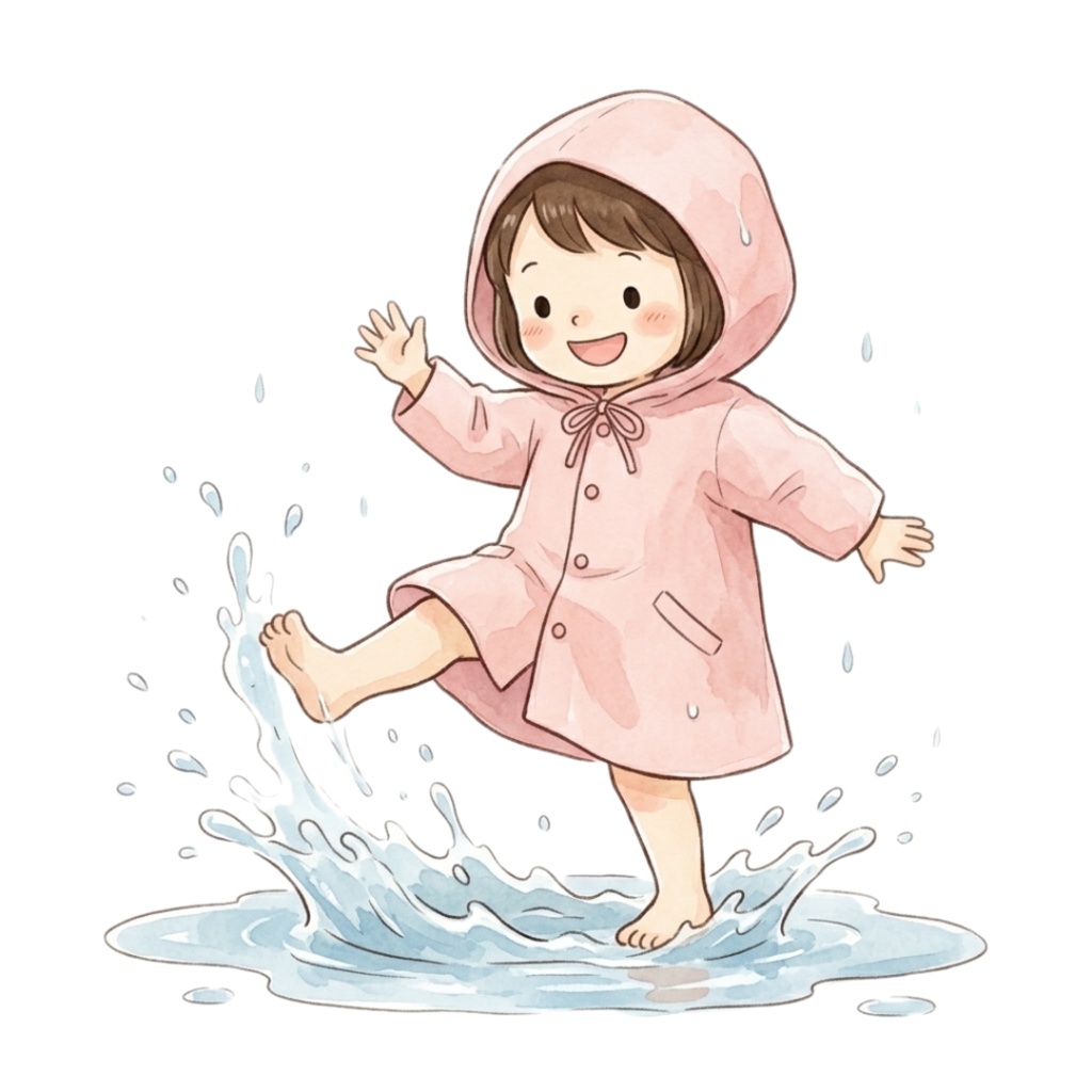 やさしい雨の物語 - 梅雨の水彩クリップアート集12点セット|PNG背景透過