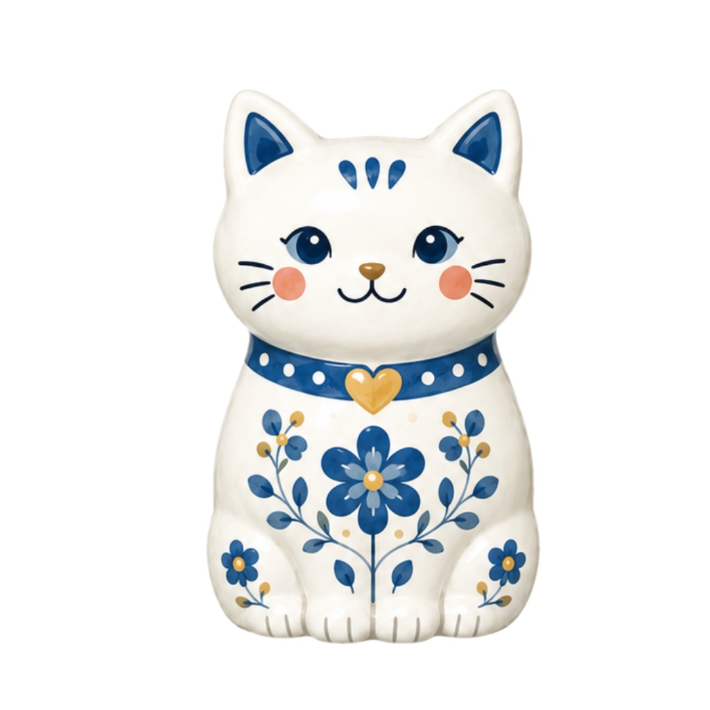 Nordic Ceramic Cats Clipart Collection 30 Matte PNG Illustrations
